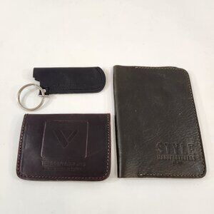 European Leather Wallet Billfold Keychain Lighter Holder Lot NEW